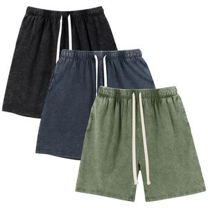 Shorts streetwear homme, effet délavé, broderie personnalisée, finition usée, 100% coton, shorts d'été pour homme - Product Image 2