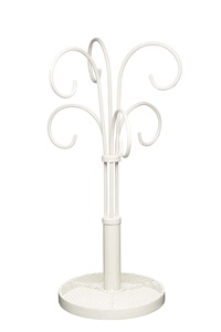 Vintage White Iron <b>Mug</b> <b>Tree</b> Holder Stand With Curved Hooks Freestanding Coffee Cup Hanging Storage Rack Decorative Kitchen Racks - Product Image 3