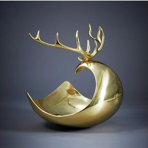 Oval <b>Gold</b> Metal <b>Serving</b> Plate Handmade Minimalist Design Solid Color Decorative <b>Tray</b> For Presents - Product Image 5