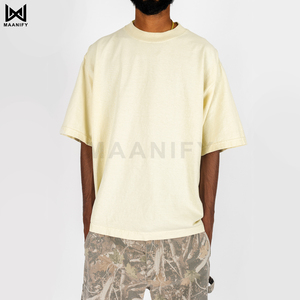 เสื้อยืดสตรีทแวร์โอเวอร์ไซส์ย้อมสีแบบขายส่ง ทรงหลวม ไหล่ตก ยูนิเซ็กซ์ ผ้าคอตตอนหนา เสื้อเปล่า OEM - Product Image 4