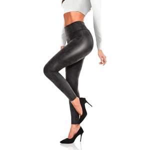 2025 femmes taille haute Stretch Faux cuir Leggings contrôle du ventre en cuir Sexy pantalon Yoga taille-taille unique - Product Image 1
