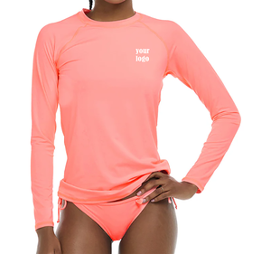 Vente en gros de Rash Guards à manches longues, hauts de compression UPF50+ en tissu Spandex/Polyester 220g, options de logo personnalisé, multi-positions - Product Image 1