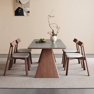 Table à manger rectangulaire contemporaine Daystar Trade en bois massif avec base en piédestal incurvé, plateau en marbre, 4 places, pour la maison ou le restaurant - Product Image 2