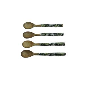 Juego de cuchara de té con mango impreso de madera y resina, diseño moderno y bonito, con mango de resina, precio barato a granel - Product Image 1