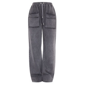 Pantalones de chándal anchos y holgados para hombre, personalizados, con efecto desgastado por el sol, lavado ácido, logotipo serigrafiado, estilo vintage, efecto desgastado, pierna recta, joggers apilados - Product Image 5