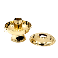 Hot Pot en laiton de qualité supérieure de 9 pouces avec couvercle Pot de Shabu de bateau à vapeur durable de haute qualité Cadeau souvenir élégant Matériau en laiton véritable