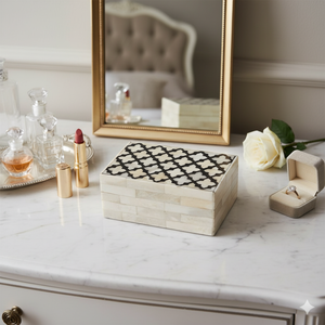 Decorative Handmade Bone Inlay Storage Box Geometric Pattern Luxury Jewelry Organizer <b>Keepsake</b> Gift Box Home Decor Craft Use - Product Image 1