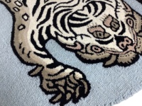 Tapis en laine tufté à la main personnalisable à motif animalier Tigre, antidérapant, adapté aux animaux domestiques, résistant aux taches, épais, pour la maison, l'exercice et les pique-niques
