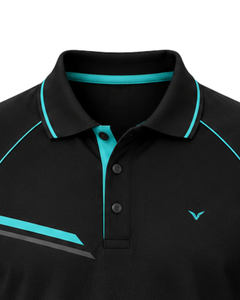 Camiseta Polo Deportiva Negra y Cian Personalizada para Hombre, Camiseta de Golf de Secado Rápido, Transpirable, Informal y Deportiva - Product Image 5