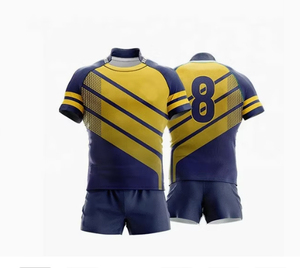 ชุดยูนิฟอร์มรักบี้ เสื้อ กางเกงขาสั้น ชุดทีม 100% โพลีเอสเตอร์ คอวี ไซส์พลัส ชุดทีมสั่งทำ เสื้อผ้ากีฬา ชุดฝึกซ้อม ชุดแข่งขัน - Product Image 4