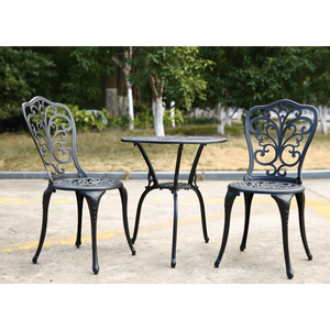 Best Seller Set da bistrot in alluminio da esterno resistente alla ruggine 3 pezzi con comodo cuscino - Product Image 4