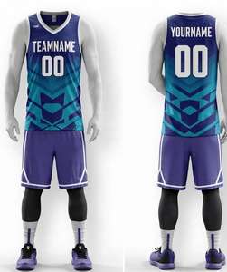 Maillot de basket personnalisé respirant grande taille pour l'été, imprimé par sublimation, ensemble uniforme réversible pour hommes et femmes - Product Image 2