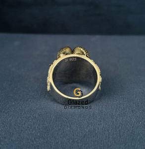 แหวนเงินแท้ 925 ประดับเพชรโมอิสซาไนต์ทรงกลมเจียระไนแบบบริลเลียนท์ ดีไซน์การ์ตูนฮิปฮอป รูปหัวแพะแกะ สำหรับผู้ชาย - Product Image 3