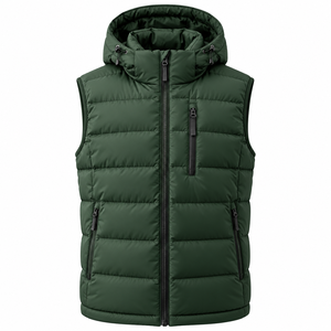 Men Casual <b>Hooded</b> Sleeveless Winter <b>Body</b> <b>Warmer</b> Vest Softshell Breathable Zipper Closure Custom Print 2026 - Product Image 1