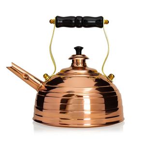 Designer Copper Tea Kettle Wooden Handle Premium Stovetop <b>Teapot</b> for Home Kitchen Decoration and Use Hotel Restaurant Decor - Product Image 5
