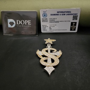 Iced Out Sterling <b>Silver</b> Rhodium Plated Moissanite 'S' Cross Pendant Luxury Snake Style Hip Hop Necklace - Product Image 5