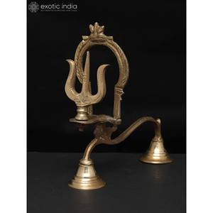 Hecho a mano 7 pulgadas latón Shodash Upachara Trishul lámpara decoración del hogar artículo hecho en La India - Product Image 2