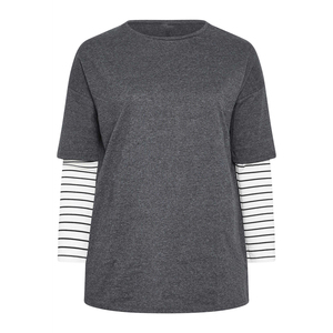 T-shirt à manches longues surdimensionné, col rond, tricoté, coupe décontractée, haut pour homme, lin/coton, respirant, écologique, séchage rapide - Product Image 2
