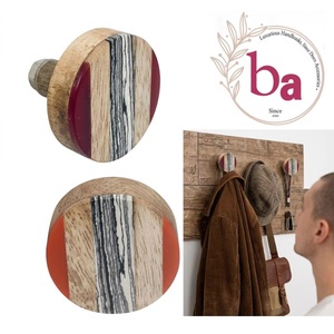 Resin Wood Brass Cabinet Knobs Natural Grain Red Accents Modern Design Eco-Friendly Easy Installation for Drawers Cabinets - Product Image 5