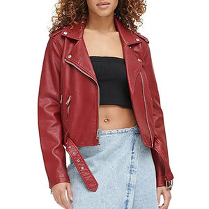 Veste universitaire orange en toile tricotée écologique et imperméable pour femme, avec broderie, rivets, franges, fermeture éclair et col rabattable - Product Image 1