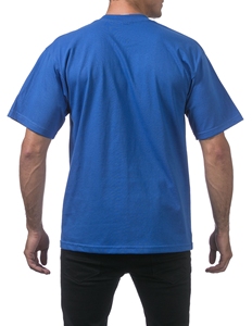 เสื้อยืดแขนสั้นผู้ชายสีน้ำเงินรอยัล ผ้าฝ้าย ทรงปกติ คอกลม สไตล์ลำลอง สีพื้น ระบายอากาศได้ดี ผ้าเจอร์ซีย์ถัก ลายพิมพ์ด้านหน้า - Product Image 6
