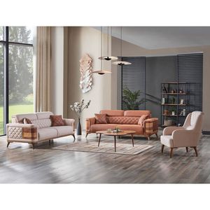 Luxury Solid Teak <b>Wood</b> <b>Sofa</b> Set Modern Mid Century Cognac Leather 3 2 1 Seater Quilted <b>Sofa</b> Coffee Table Villa Living Room - Product Image 1