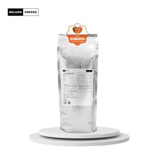 Café Milano Pur Robusta en Grains 1kg Torréfaction Légère Full City + Vietnam OEM Sachet 5% Humidité Durée de Conservation 1 An Broyé - Product Image 1