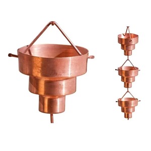 Ornement de jardin suspendu en métal : Chaîne de pluie en cuivre fabuleuse qui ajoute une touche luxueuse et artistique aux maisons et aux villas - Product Image 2
