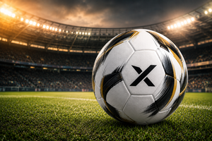 Ballon de football professionnel X Sports City personnalisé blanc noir or avec logo X, écologique, pour entraînement en salle |   OEM/ODM - Product Image 6