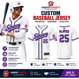 Camiseta de Béisbol Blanca para Hombre SINEWY SPORT, Impresión Sublimada con Nombre del Equipo 25, Absorbe la Humedad, Manga Corta, Corte Regular, Adulto - Product Image 6