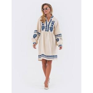Vestido Bordado Ucraniano - Cintura Natural, Diseño Sólido, 100% Algodón, Ecológico, Vestido Casual para Mujer - Product Image 5