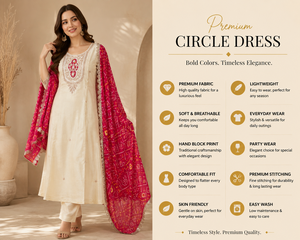 Ensemble Kurti et pantalon en soie et mousseline beige à motifs floraux, style indien, pour femme, tenue de fête, avec dupatta Bandhani, robes Salwar Kameez - Product Image 4