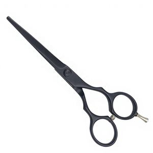 Ciseaux de barbier professionnels en acier inoxydable de 6 pouces, revêtement poudré noir, pour la coupe de cheveux longs en salon - Product Image 3