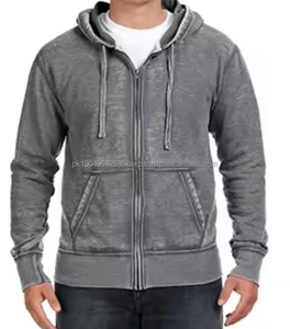 Meilleures ventes en vrac de sweats à capuche pour hommes vintage avec logo personnalisé et fermeture éclair délavés à l'acide - Product Image 6