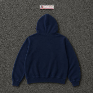 Oversized <b>Navy</b> Blue Zip Up Hoodie Wake Up Graphic Print Streetwear <b>Mens</b> Full Zipper Hooded Sweatshirt Casual Urban Fashion Wear - Product Image 6