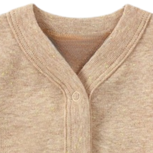 Cardigan bébé en coton beige mélangé, léger, doux, à manches longues, boutonné devant, pour nouveau-né. - Product Image 4