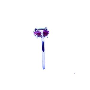 Anillo Clásico de Plata de Ley 925 Chapado en Oro con Turmalina Multicolor para Mujer, Joyería para Bodas - Product Image 4