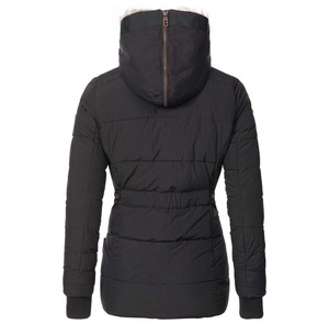Veste matelassée à capuche pour femme, manches longues, coupe-vent, fermeture éclair, doublure en fausse fourrure, style décontracté pour l'hiver - Product Image 5