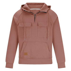 เสื้อกีฬามีฮู้ดผู้ชายแบบมีซิป, เสื้อวอร์มสีพื้นสวมใส่สบาย - Product Image 4