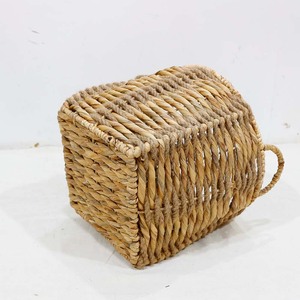 Eco-friendly Natural Water Hyacinth <b>Storage</b> <b>Basket</b> <b>Square</b> With Handles Rustic Style For Sundries Organization - Product Image 6