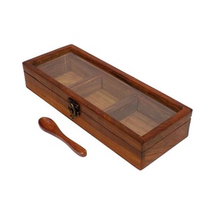 Wooden Kitchen Spice <b>Box</b> Premium Handmade Masala Organizer with Compartments for <b>Herbs</b> Seasonings Tea Coffee and Dry Fruits - Product Image 3