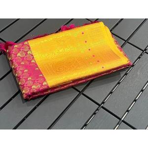 DISEÑADOR BROCADO SEDA ZARI TEJIDO TRABAJO SAREE CON BLUSA DESCOSADA ROSA - Product Image 2