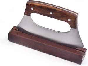 Couteau Ulu Alaskan en acier 12c27, fourreau en cuir, couteau de cuisine forgé à la main, couteau professionnel sur mesure OEM, manche en bois de rose - Product Image 2