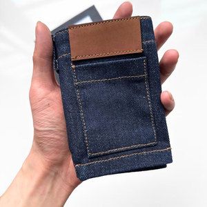 Mini portefeuille en tissu jean, organisateur de cartes léger, porte-monnaie portable, petit porte-billets pour femmes et hommes - Product Image 3