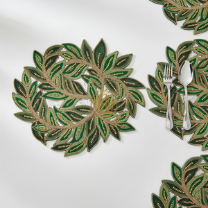 Handcrafted <b>Beaded</b> Embroidered Luxury Satin Fabric <b>Placemats</b> Bulk Supply Dining Table Custom Design Home Decor Export - Product Image 5