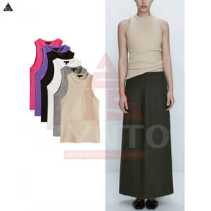 Top corto de nuevo estilo para mujer, camiseta básica elástica de manga corta, camiseta sin mangas corta para damas - Product Image 6