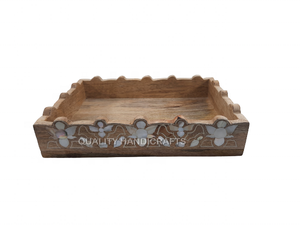 Bandeja de servicio de diseño Floral de estilo árabe de artesanías de alta calidad con Incrustaciones de nácar para regalos de Eid Ramadan - Product Image 1