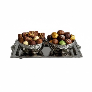 Bols de service modernes et élégants en métal argenté pour collations, dattes, noix, bonbons, desserts, présentation, maison, fête, mariage, fournitures de table - Product Image 1