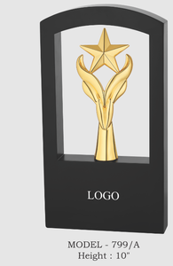Trofeo Estrella Chapado en Oro, Plata y Cobre de 10 Pulgadas, Premio Deportivo con Impresión UV y Grabado, Base de Madera Ecológica, Trofeo de Metal - Product Image 6