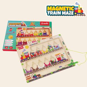 Wudly Wooden Educational Toy Magnetic Train Maze <b>Board</b> for Ages 3-5 Colour Sorting <b>Puzzle</b> Magnetic Wand for Sorting Nesting - Product Image 5